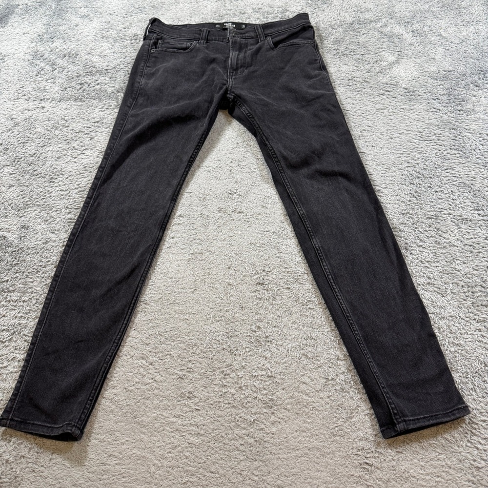 Hollister Mens Super Skinny Advanced Stretch Black Wash Denim Jeans 31x30